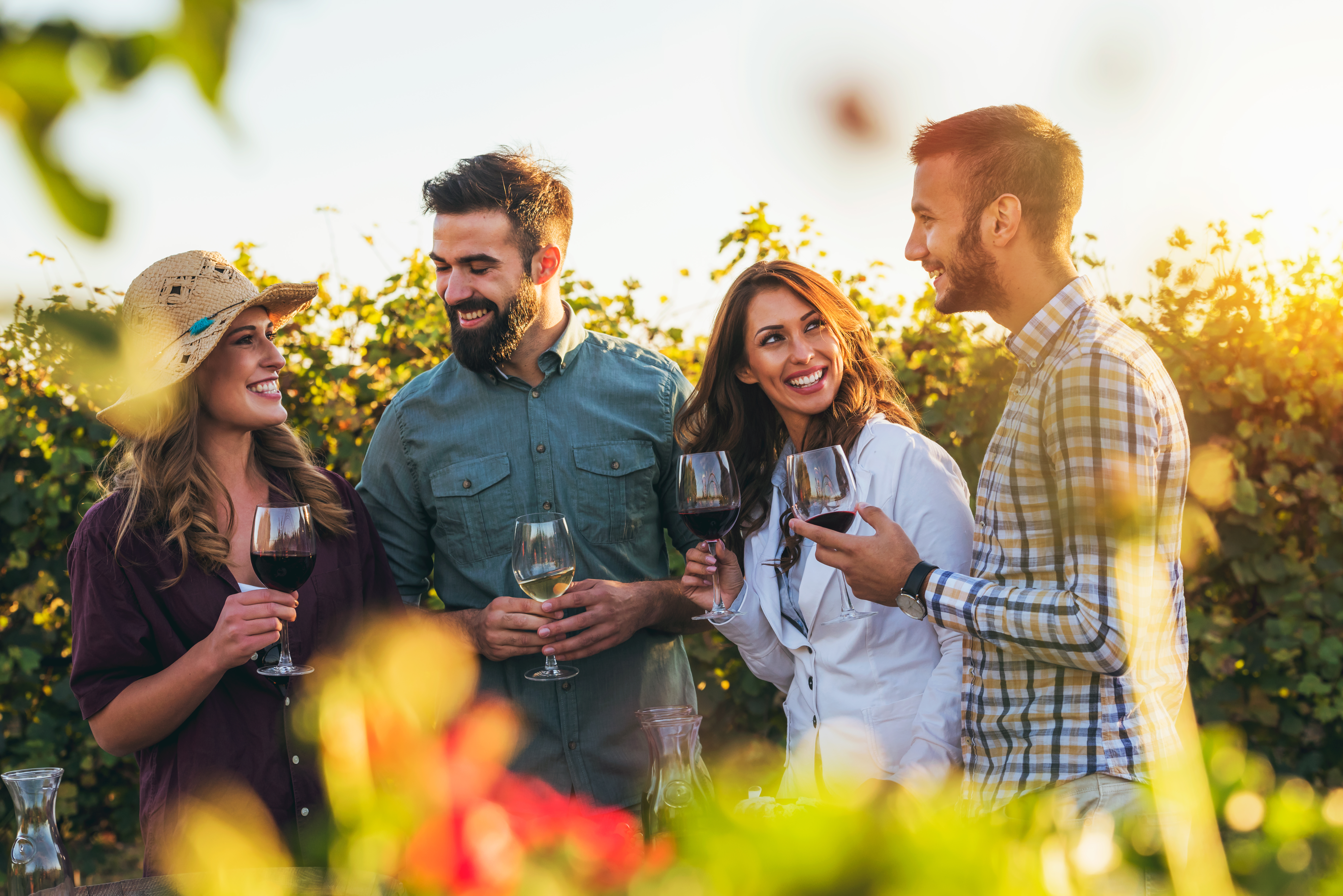 friends drinking wine at a fall festival on 30A