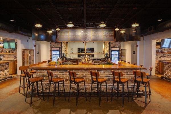 Bar and bar stools at Grayton Brewpub