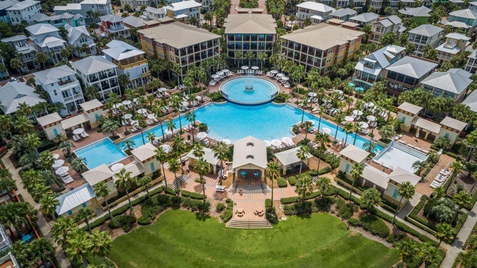 Aerial view of resort pool
